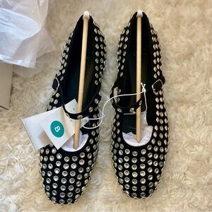 A New Day Black Rhinestone Mary Jane Ballet Flats‎ 8M
